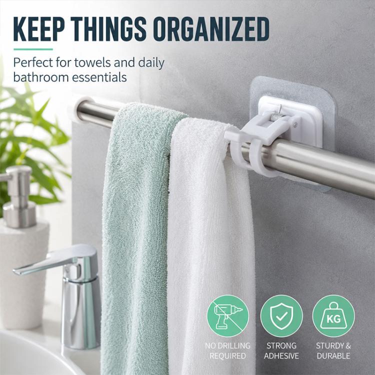 Drill-free Curtain Hanging Clips Multifunctional Curtain Rod Hook 4pcs, 30-50cm