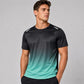 Men's quick-dry short-sleeve running T-shirt, black to teal gradient