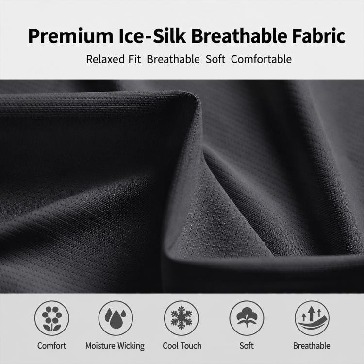 Men's quick-dry short-sleeve performance top, textured breathable fabric close-up