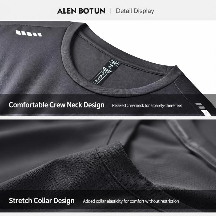 Men's quick-dry short-sleeve performance top, crew neck and collar seam detail