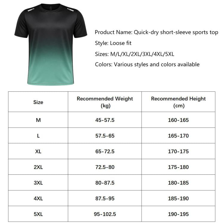 Men's quick-dry short-sleeve performance top, mint gradient front view