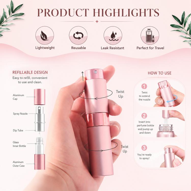 8ML Twist Up Portable Mini Refillable Perfume Atomizer