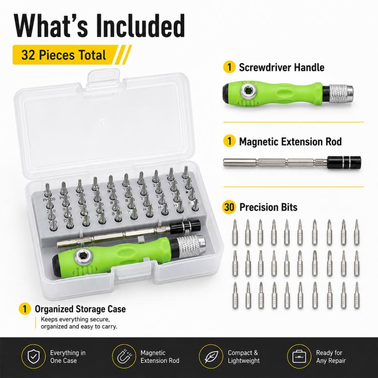 32 in 1 Multifunctional Magnetic Screwdriver Bit Set, Screwdriver Bit Set