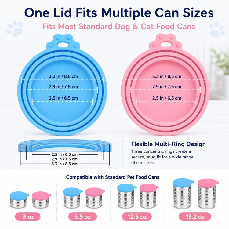 2pcs Pet Food Cans Sealed Silicone Lid