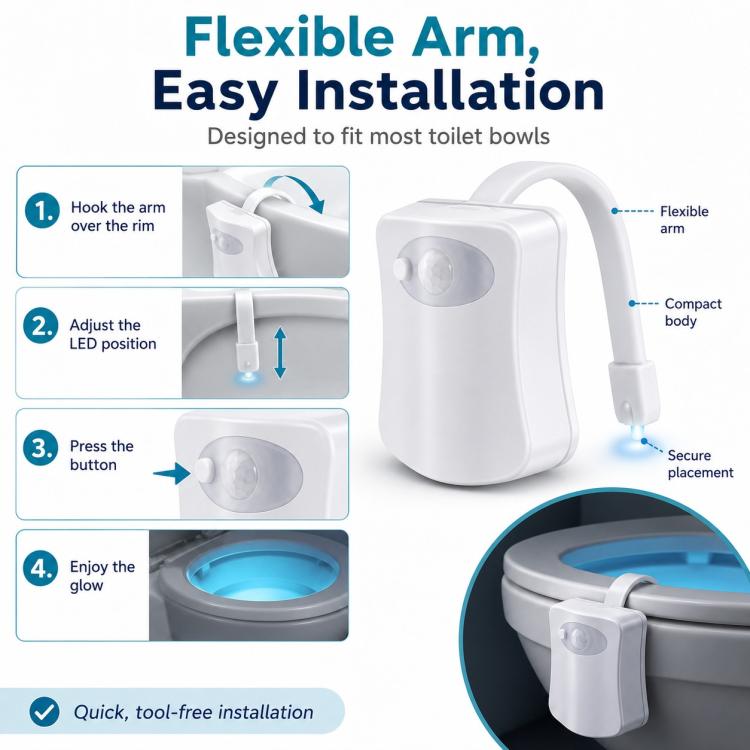 16-Color RGB Motion Sensor Toilet Bowl Night Light
