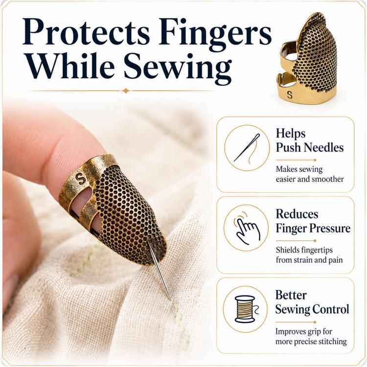 2pcs / Set S and M Household Adjustable Metal Sewing Thimble Finger Protectors, S and M