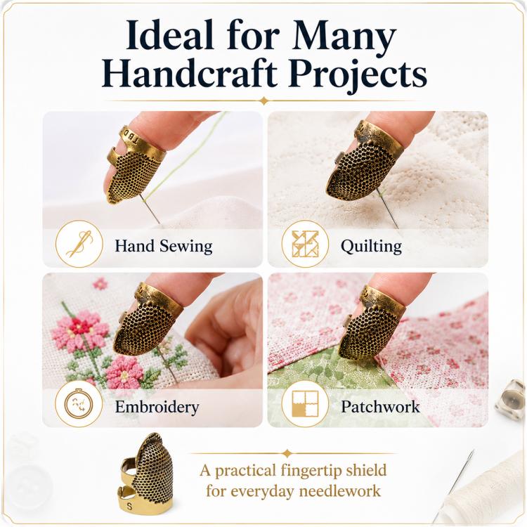 2pcs / Set S and M Household Adjustable Metal Sewing Thimble Finger Protectors, S and M