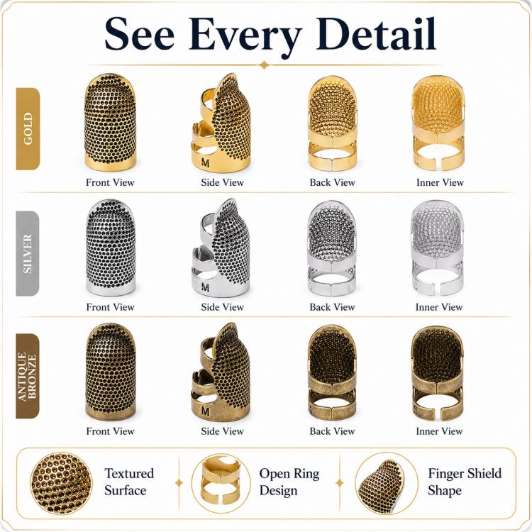 2pcs / Set S and M Household Adjustable Metal Sewing Thimble Finger Protectors, S and M