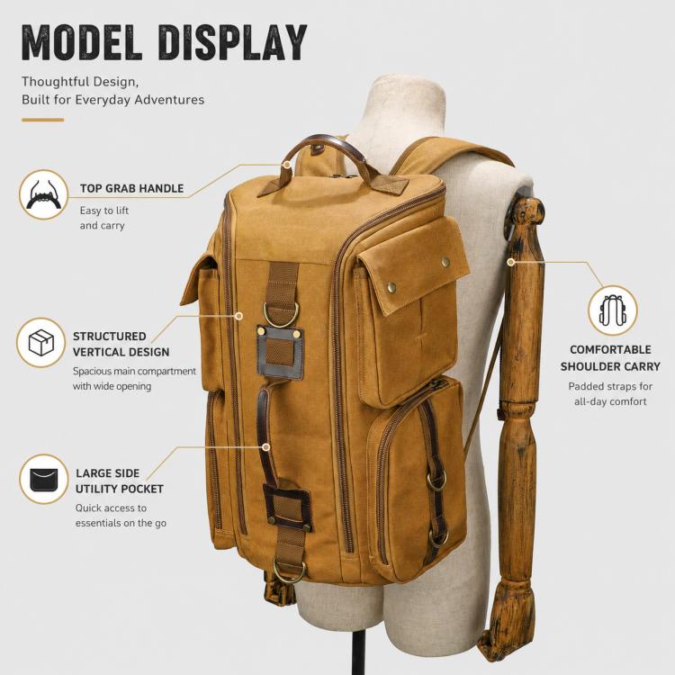 Outdoor Large Capacity Waterproof Travel Men Canvas Backpack