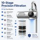 Multi-stage precision filtration stack shown inside smart water purifier faucet