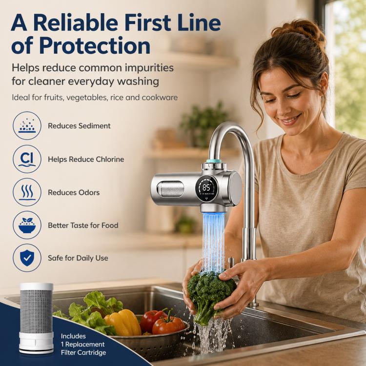 Detachable smart water purifier faucet with filter cartridge, pouring water