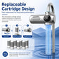 Detachable water purifier faucet with replaceable cartridge sleeves and stack of filters