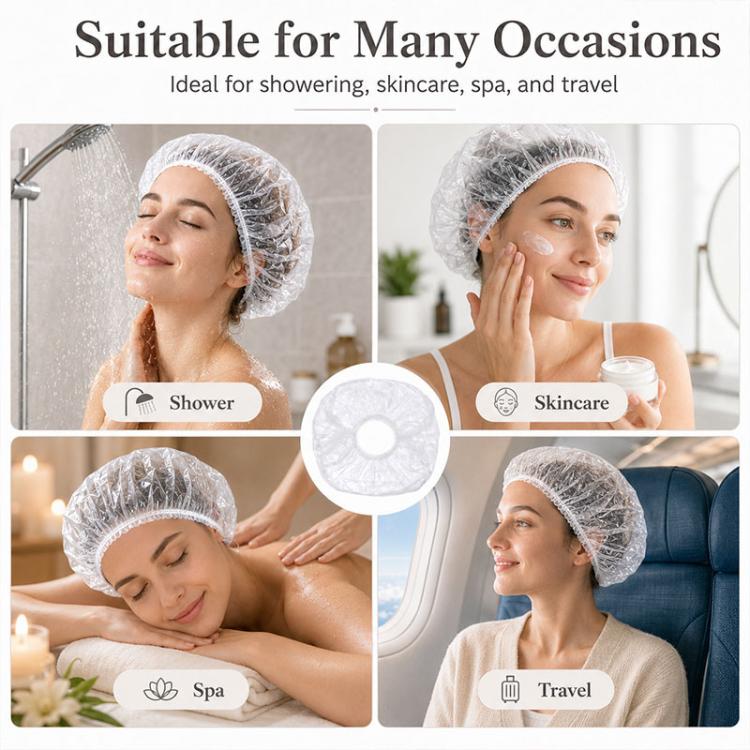 100pcs/Pack Disposable Shower Caps, Portable Waterproof Head Covers, 100pcs/Pack