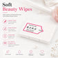 Pack of soft disposable nail and eyelash wipes with open label on white pads