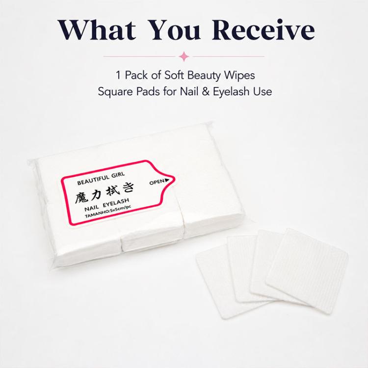 Disposable nail and eyelash wipes kit with packaged pads and loose wipe squares