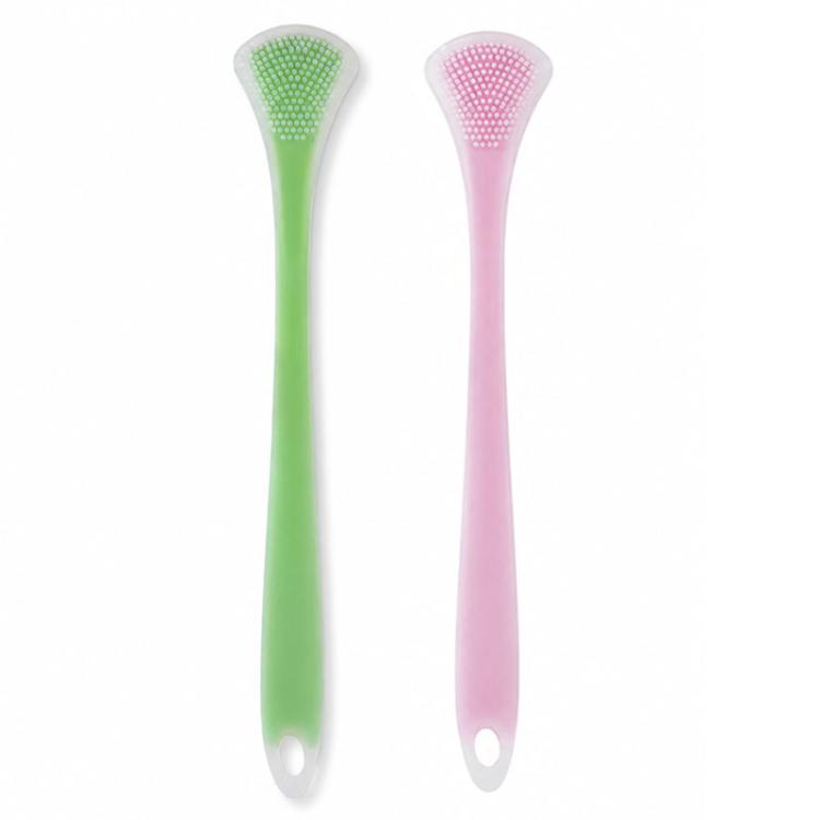 2pcs/Pack Double-Sided Silicone Tongue Scraper Oral Cleaning Tool
