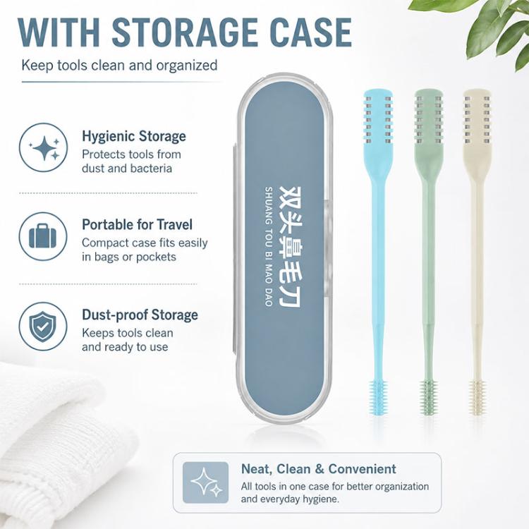 3pcs/Pack 360 Degree Rotating Double Blade Design Double Head Nose Hair Razor