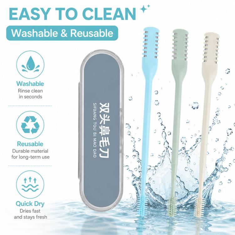 3pcs/Pack 360 Degree Rotating Double Blade Design Double Head Nose Hair Razor