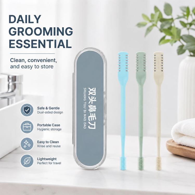 3pcs/Pack 360 Degree Rotating Double Blade Design Double Head Nose Hair Razor