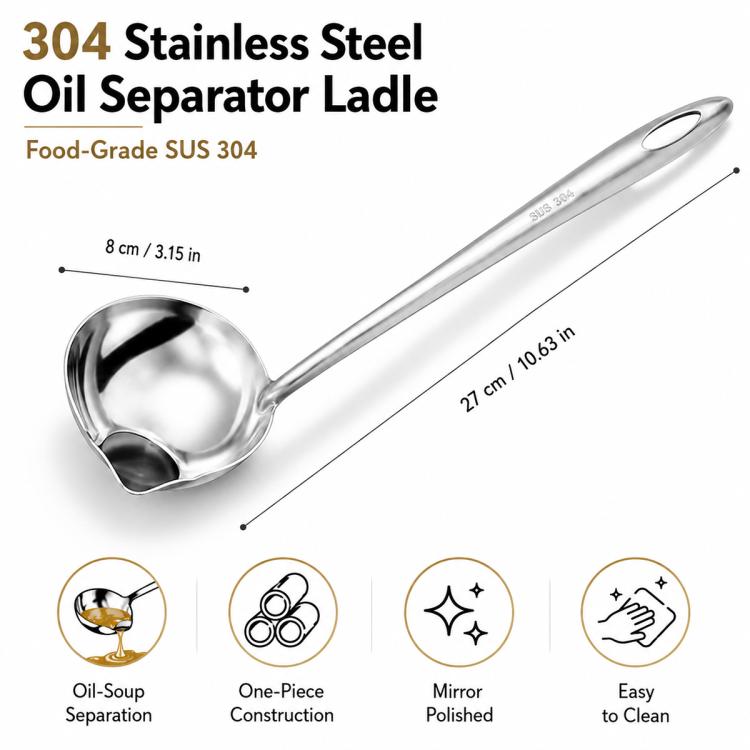LsCook Stainless Steel Oil Separating Spoon, Oil Separating Spoon