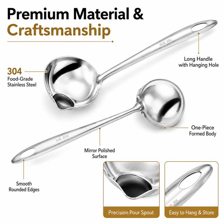 LsCook Stainless Steel Oil Separating Spoon, Oil Separating Spoon
