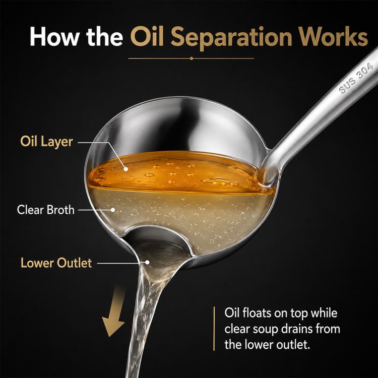LsCook Stainless Steel Oil Separating Spoon, Oil Separating Spoon
