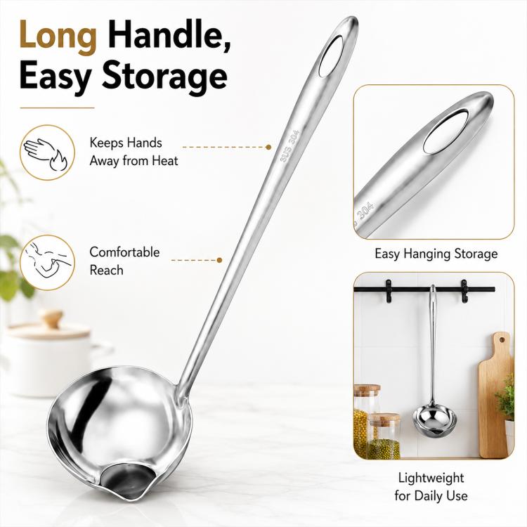 LsCook Stainless Steel Oil Separating Spoon, Oil Separating Spoon