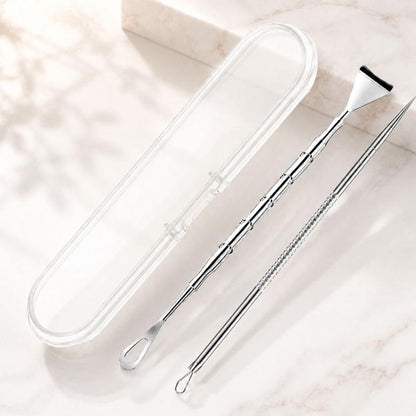 Stainless Steel Blackhead Scraper and U-Shaped Needle Set Blackhead Acne Cleaning Tool