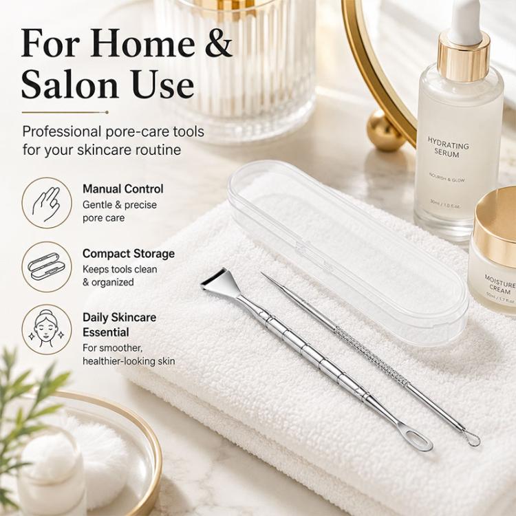 Stainless Steel Blackhead Scraper and U-Shaped Needle Set Blackhead Acne Cleaning Tool