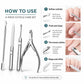 4-piece cuticle care tools set: pusher, nail file, fork, and cuticle nipper