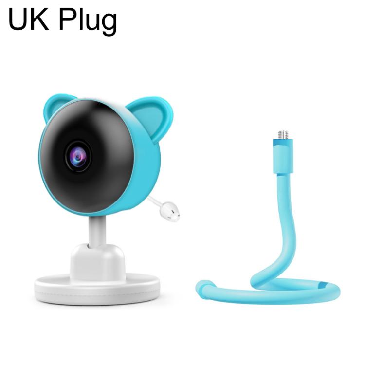 Wireless baby monitor camera, UK plug, blue dome with stand