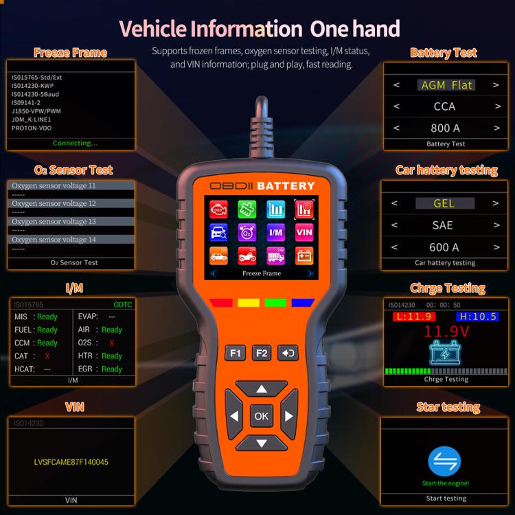 K2 Pro 2 in 1 Car OBDII Diagnostic Tool Battery Tester, K2 Pro