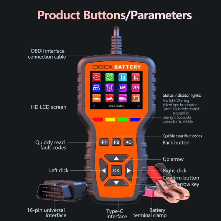 K2 Pro 2 in 1 Car OBDII Diagnostic Tool Battery Tester, K2 Pro