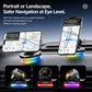 Dashboard wireless phone holder showing landscape and portrait viewing with RGB base light.