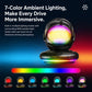 Wireless car phone mount with rainbow RGB ambient lighting around the charging unit.