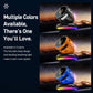 Magnetic wireless car phone holder available in black, orange, and blue with RGB glow.
