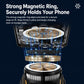 Car phone mount with magnetic ring and visible charging coils inside the holder