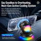 Cooling car phone mount with airflow fan vent and RGB glow for heat control