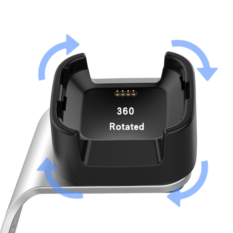 360° rotatable black charging cradle on aluminum smartwatch charger stand