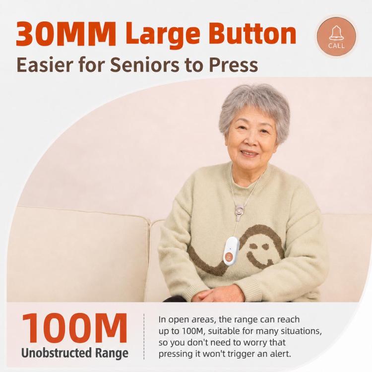 XY-808 Adjustable Volume Wireless Waterproof Doorbell Elderly Call Device, US Plug, EU Plug