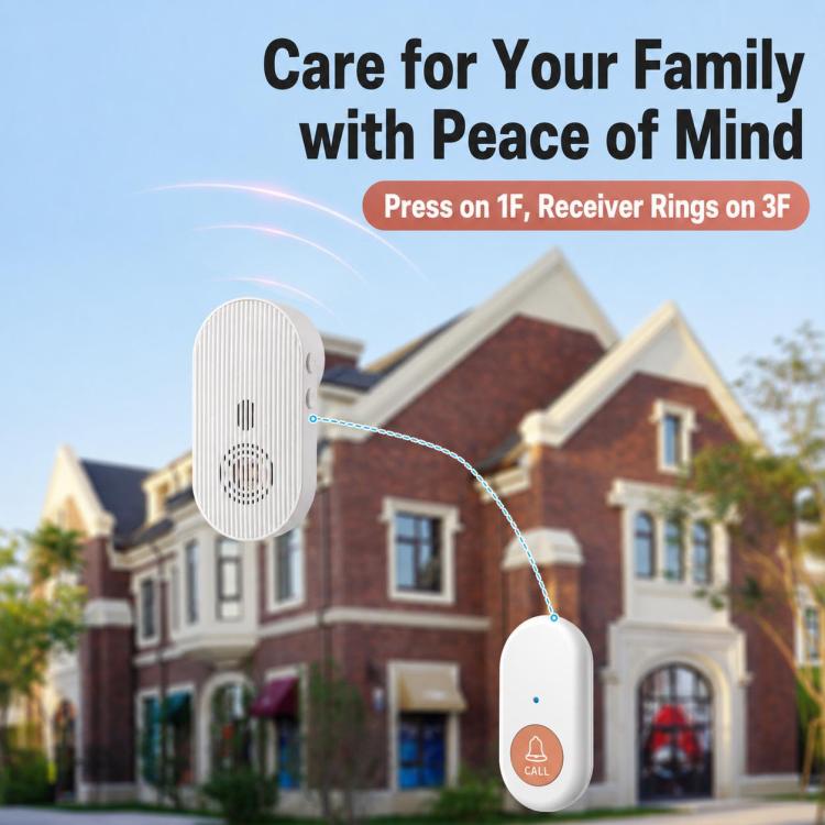 XY-808 Adjustable Volume Wireless Waterproof Doorbell Elderly Call Device, US Plug, EU Plug