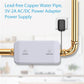 White smart water valve with lead-free copper pipe fittings and AC/DC power adapter