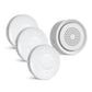 WiFi smart water leak alarm kit: three white circular water sensor alarms with speaker grille