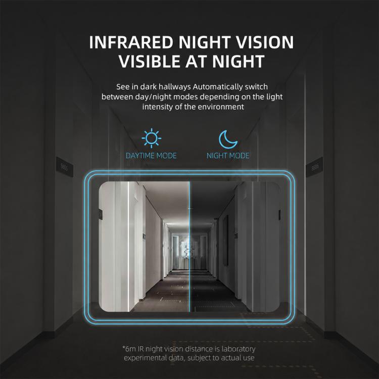 Smart video doorbell camera with night-vision window and illuminated blue outline