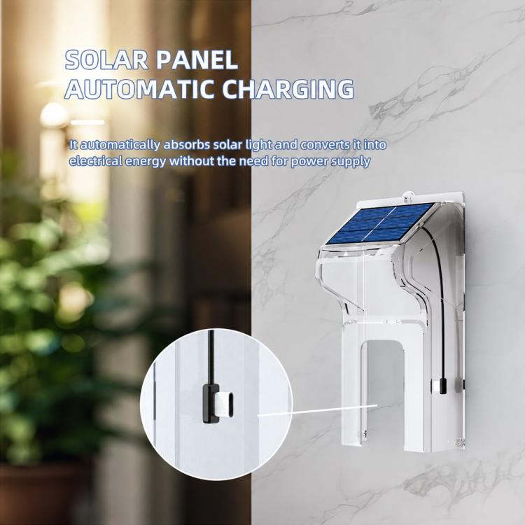 Solar-powered smart video doorbell with transparent cover and wireless charging solar panel