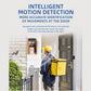 White smart video doorbell mounted beside a front door with wireless chime nearby