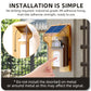 Solar rain cover mounted on wall with solar panel and doorbell openings
