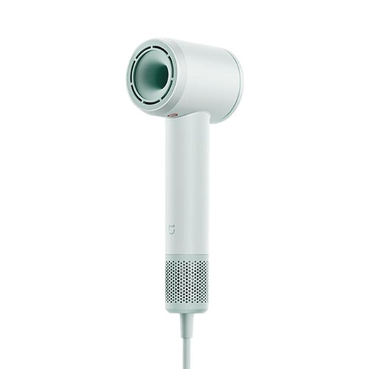 Xiaomi Mijia high-speed hair dryer in green, with rear vent and nozzle head