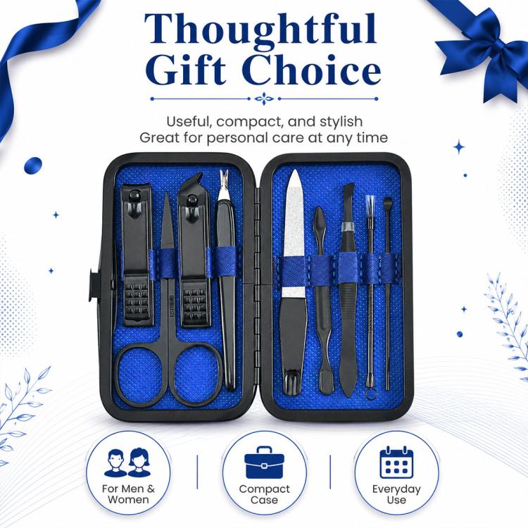 9pcs/Set Portable Stainless Steel Nail Clipper Manicure Tool Set