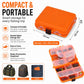 Orange compact portable tackle box with transparent storage compartments for fishing accessories